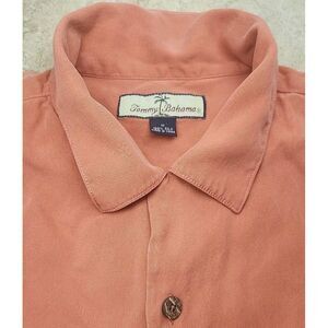 Tommy Bahama Mens Coral Silk Hawaiian Button Up Short Sleeve Shirt Size M